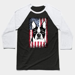 Patriotic Boston Terriers American Flag Baseball T-Shirt